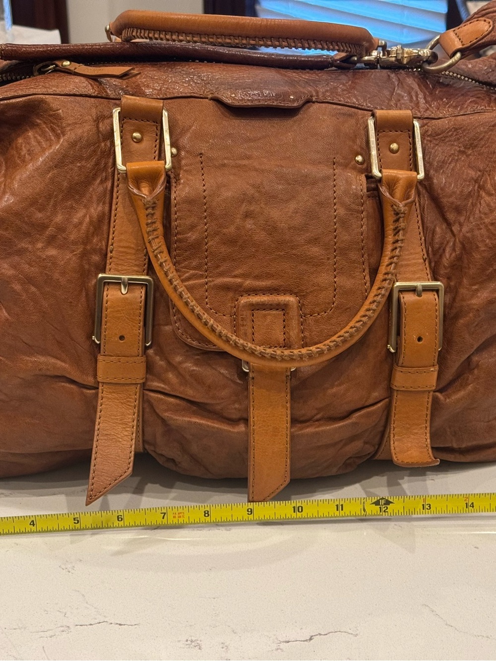 Botkier Cognac Braided-Handle Leather Travel Bag
